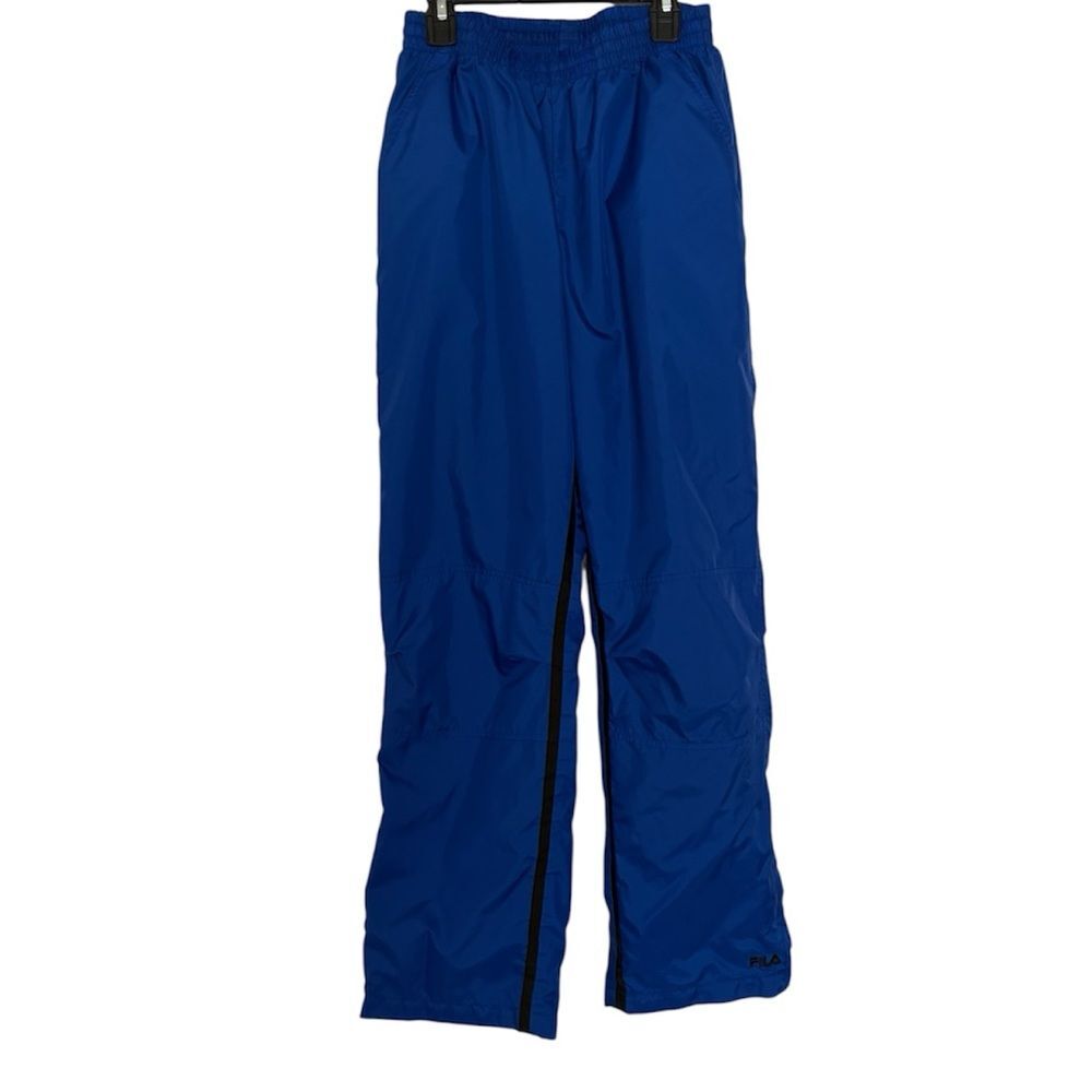 Vintage FILA Windbreaker Pants Bright Blue Side zip elastic waist size Medium